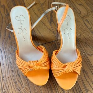 Jessica Simpson Vibrant Orange Heeled Sandals